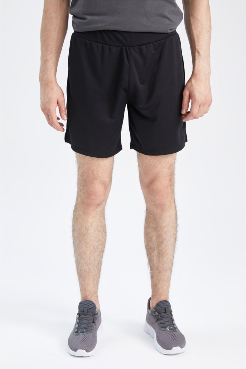 Erkek Siyah Slım Fıt Şort