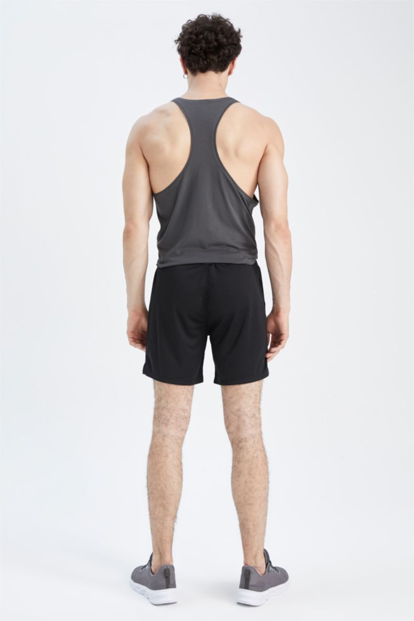 Erkek Siyah Slım Fıt Şort