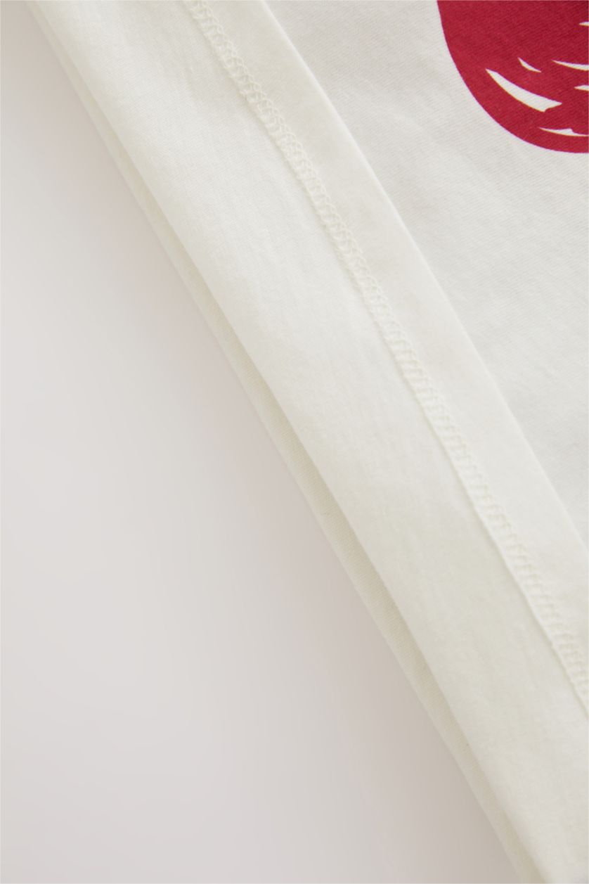 Kız Bebek Ekru Kız Bebek Kiraz Baskılı Kısa Kollu  Tişört Şort 2'li Takım