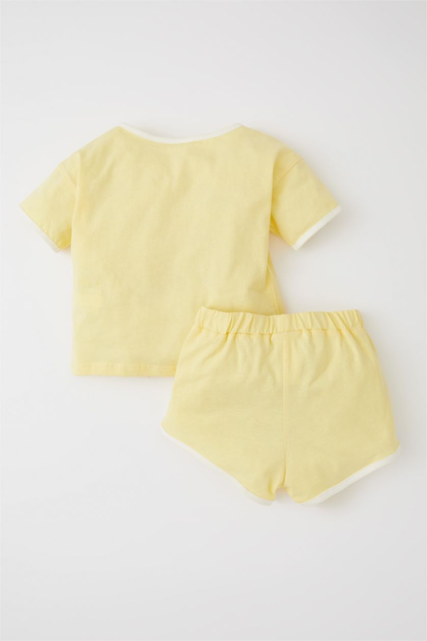 BABY GIRL Yellow Baby Girl Basic Short Sleeve T-Shirt Shorts 2-Pack Set