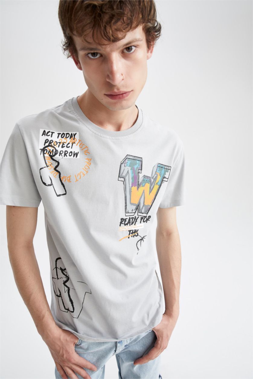 MAN Light Grey Regular Fit Short Sleeve T-Shirt
