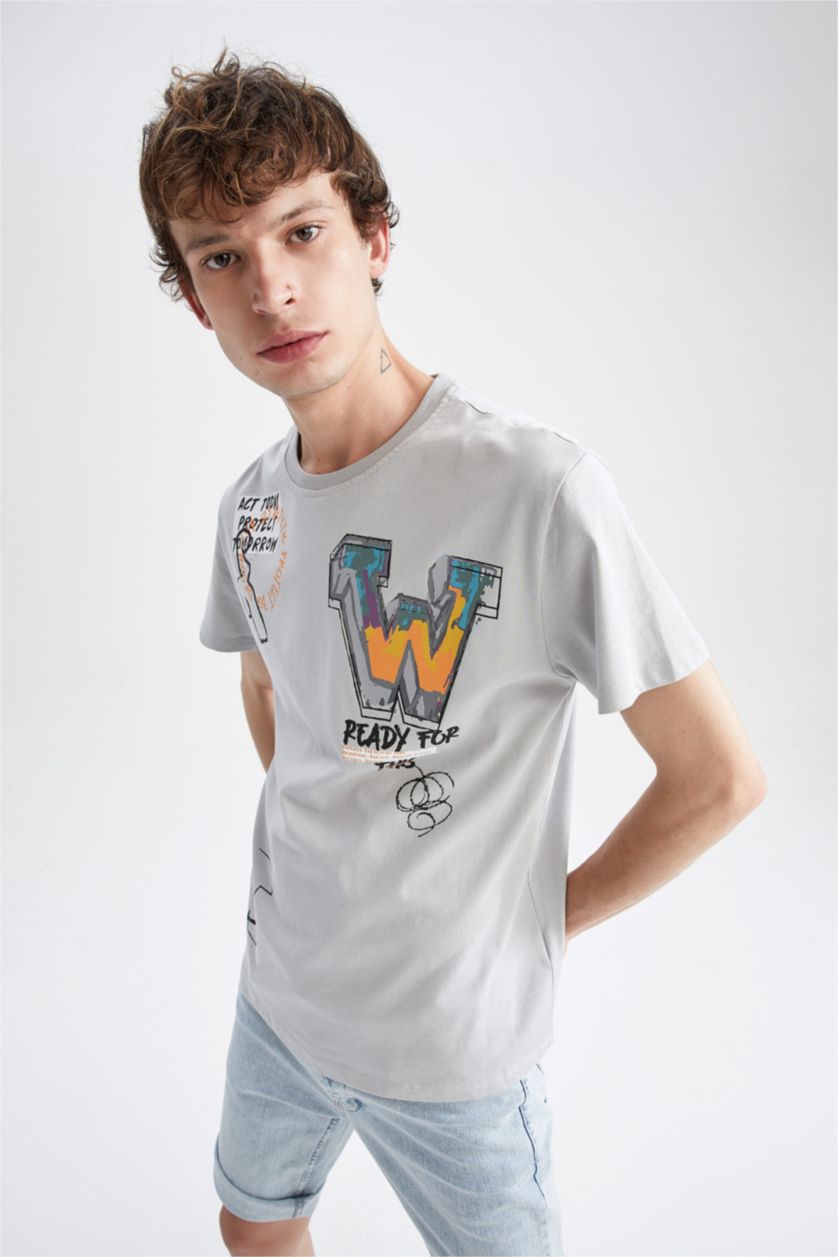MAN Light Grey Regular Fit Short Sleeve T-Shirt