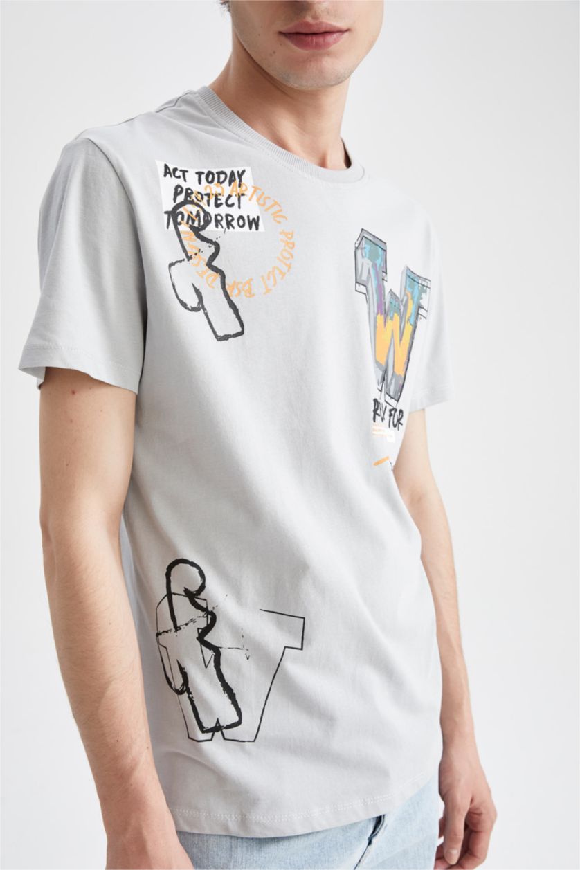 MAN Light Grey Regular Fit Short Sleeve T-Shirt