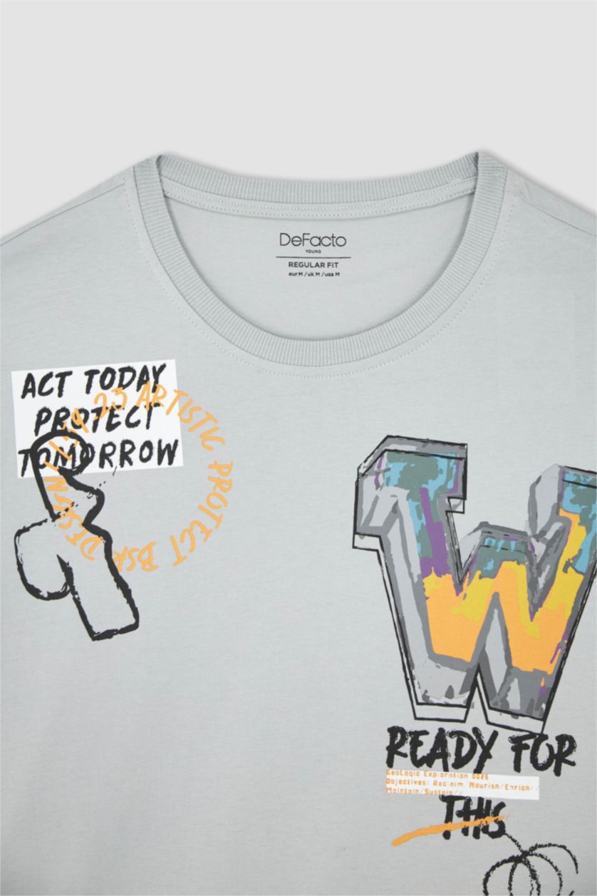 MAN Light Grey Regular Fit Short Sleeve T-Shirt