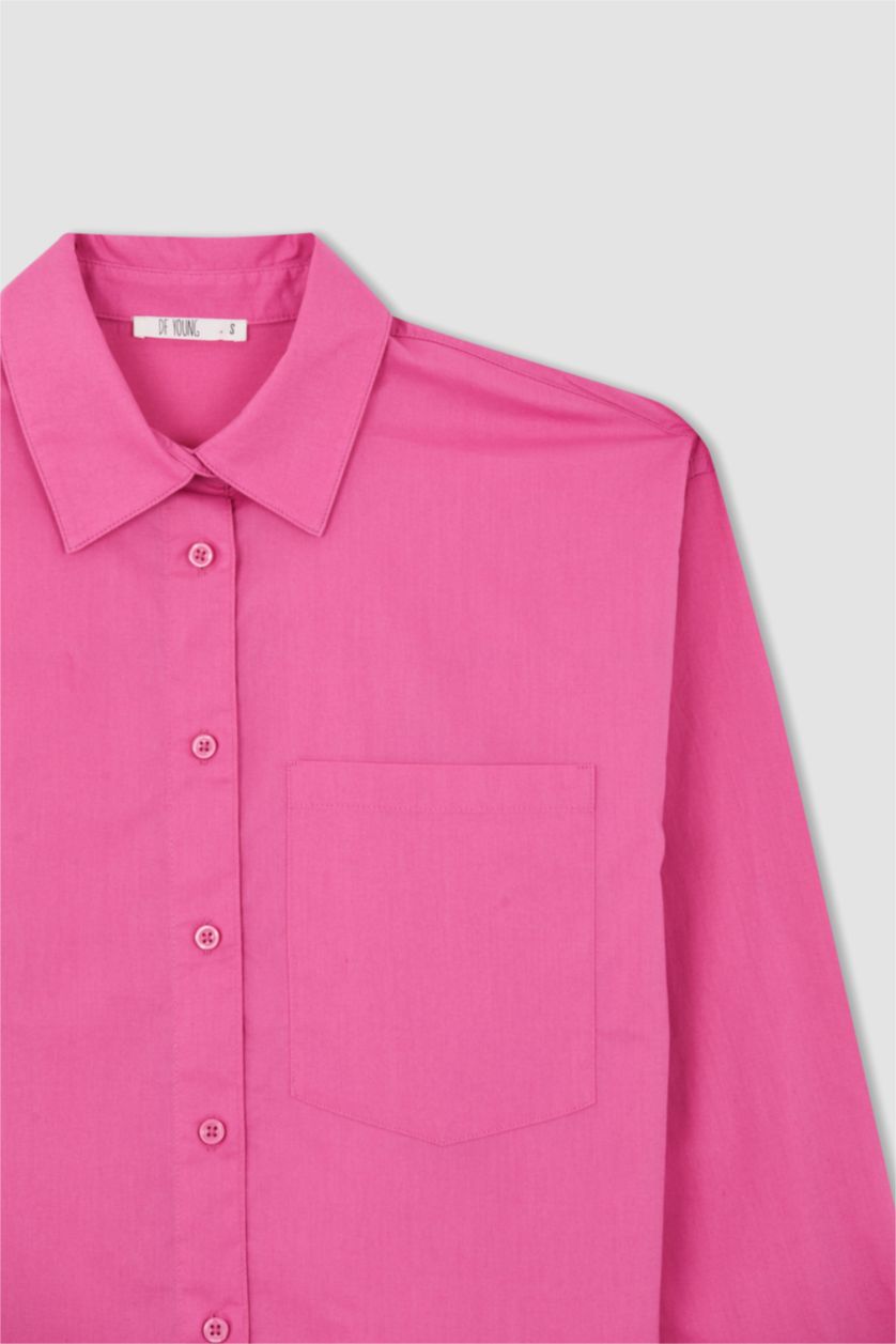 Женщины Светло-сиреневый Рубашка с длинным рукавом оверсайз из поплина для женщин