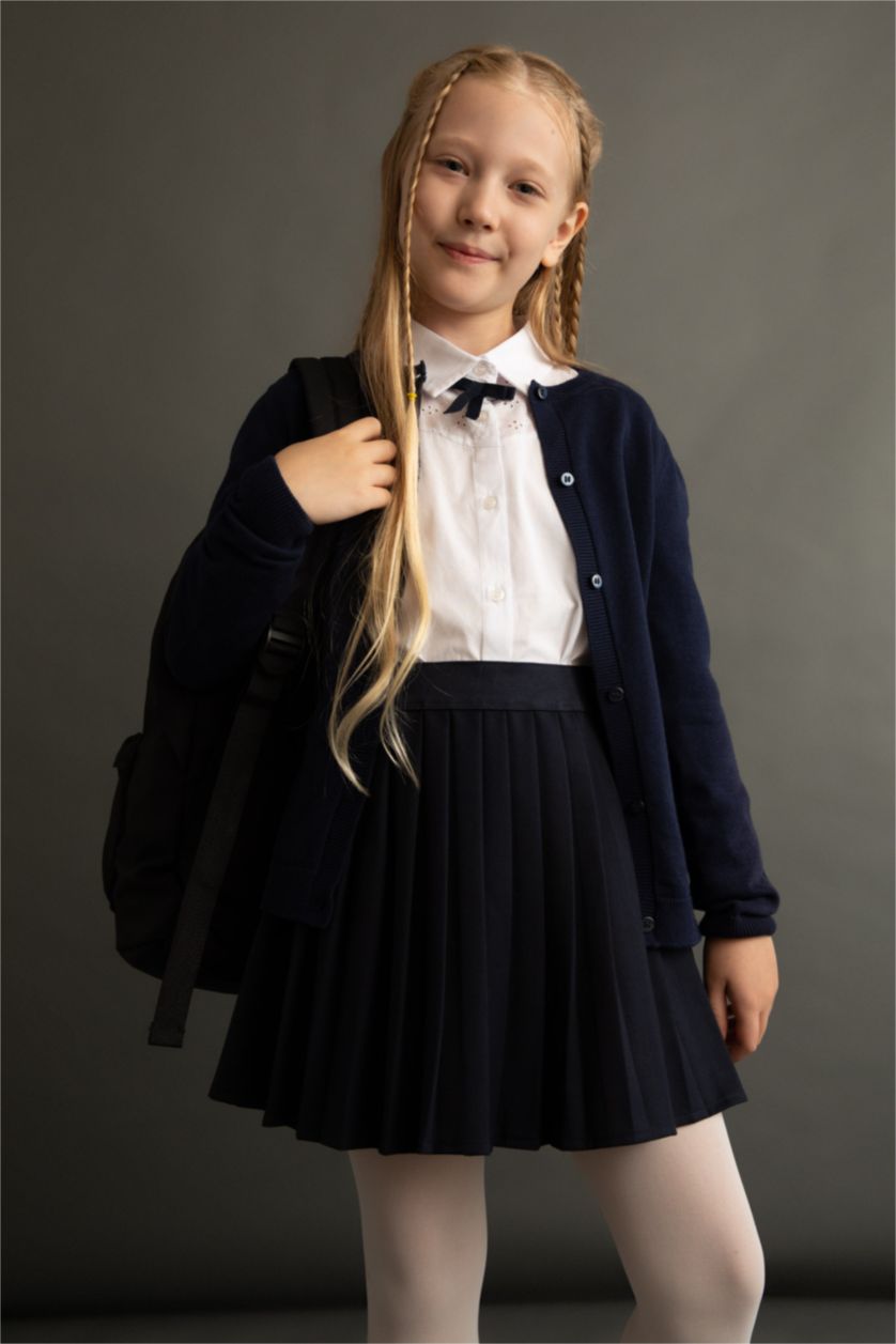 GIRLS & TEENS NAVY Girl's Back To School Pleated Skirt