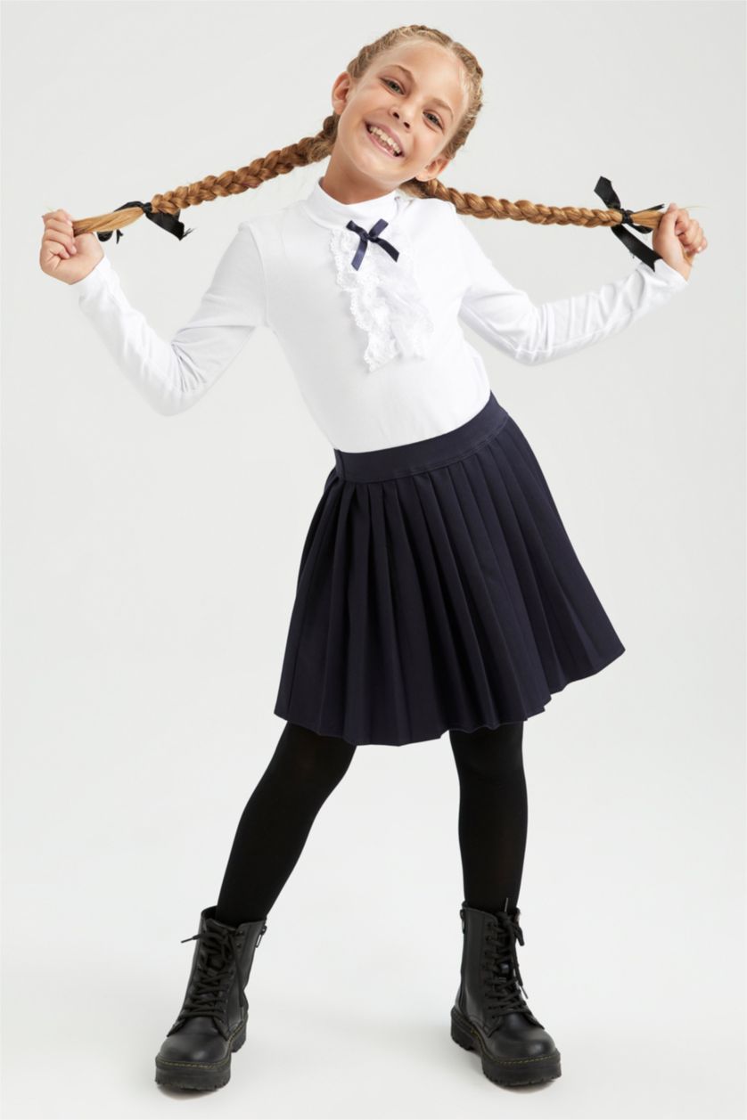 GIRLS & TEENS NAVY Girl's Back To School Pleated Skirt