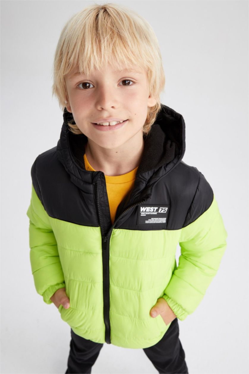 BOYS & TEENS Black Boy Waterproof Hooded Fleece Lined Puffer Jacket