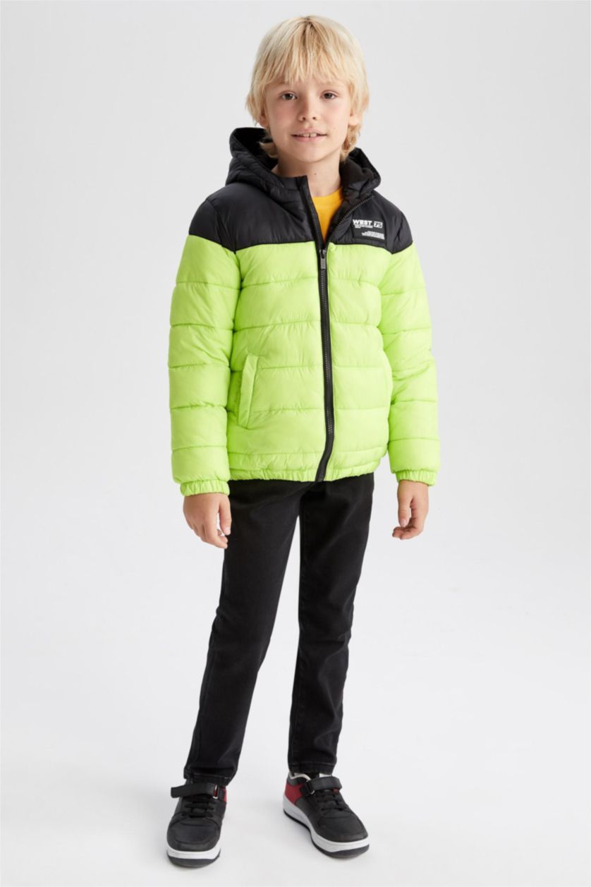 BOYS & TEENS Black Boy Waterproof Hooded Fleece Lined Puffer Jacket