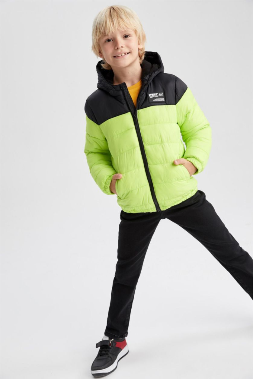 BOYS & TEENS Black Boy Waterproof Hooded Fleece Lined Puffer Jacket