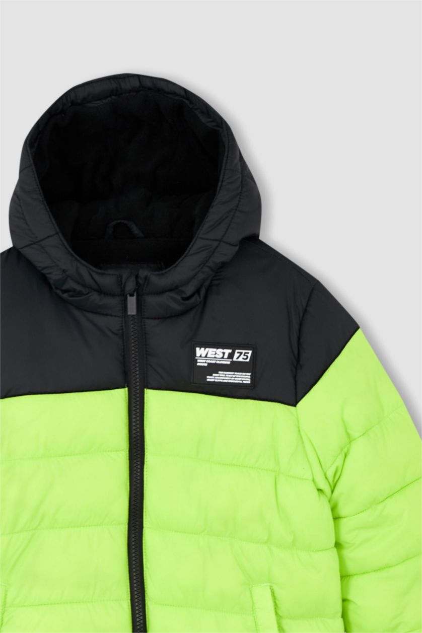 BOYS & TEENS Black Boy Waterproof Hooded Fleece Lined Puffer Jacket