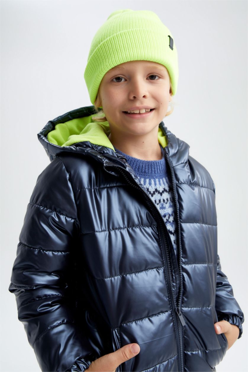 BOYS & TEENS NAVY Boy Waterproof Hooded Fleece Lined Puffer Jacket