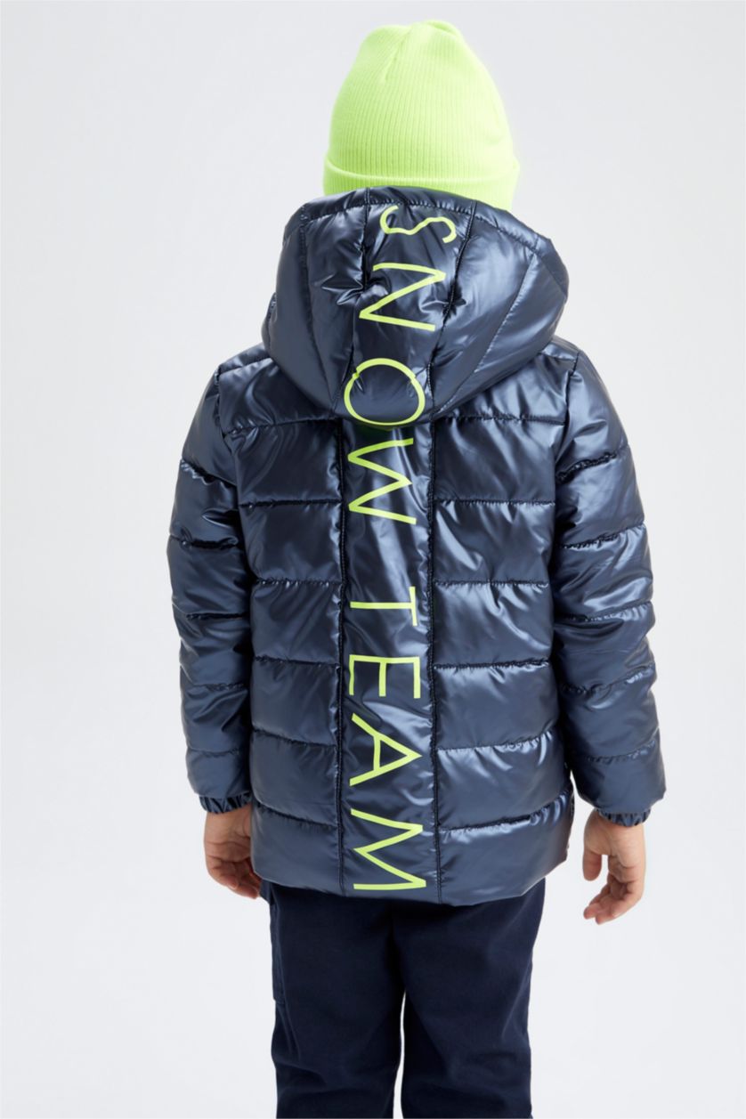 BOYS & TEENS NAVY Boy Waterproof Hooded Fleece Lined Puffer Jacket
