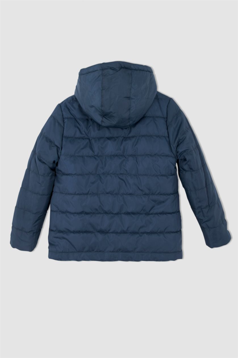 Erkek Çocuk - Genç Erkek Petrol Erkek Çocuk Çift Taraflı Kapüşonlu Pelüş Astarlı Şişme Mont