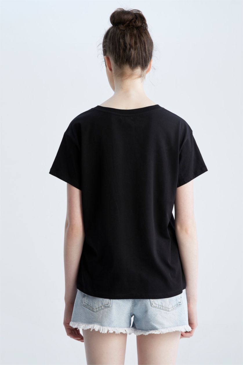 WOMAN Black Regular Fit Short Sleeve T-Shirt