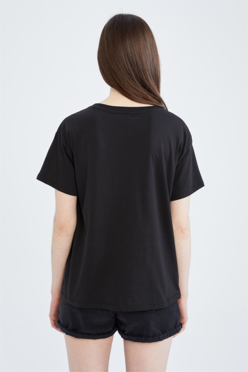 WOMAN Black Regular Fit Short Sleeve T-Shirt