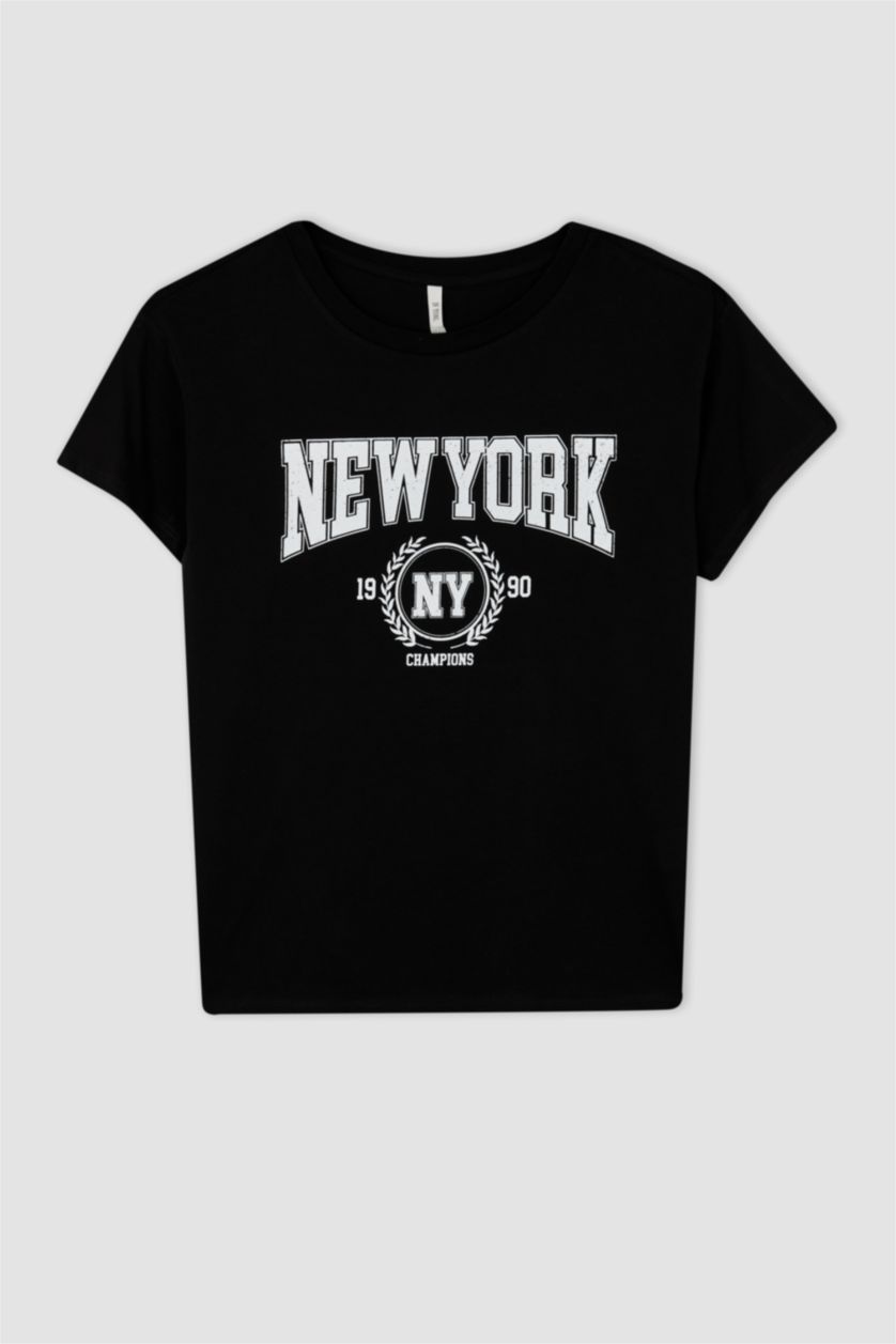 WOMAN Black Regular Fit Short Sleeve T-Shirt