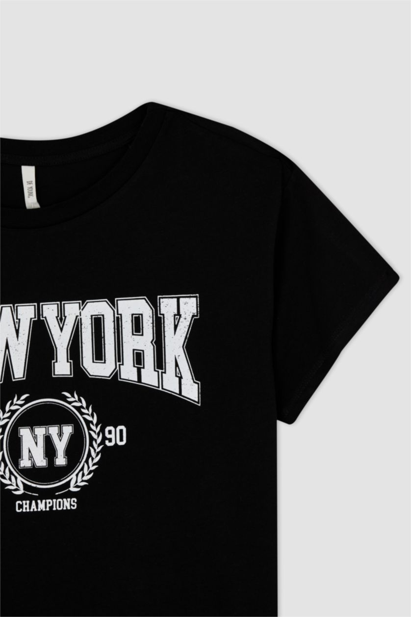 WOMAN Black Regular Fit Short Sleeve T-Shirt