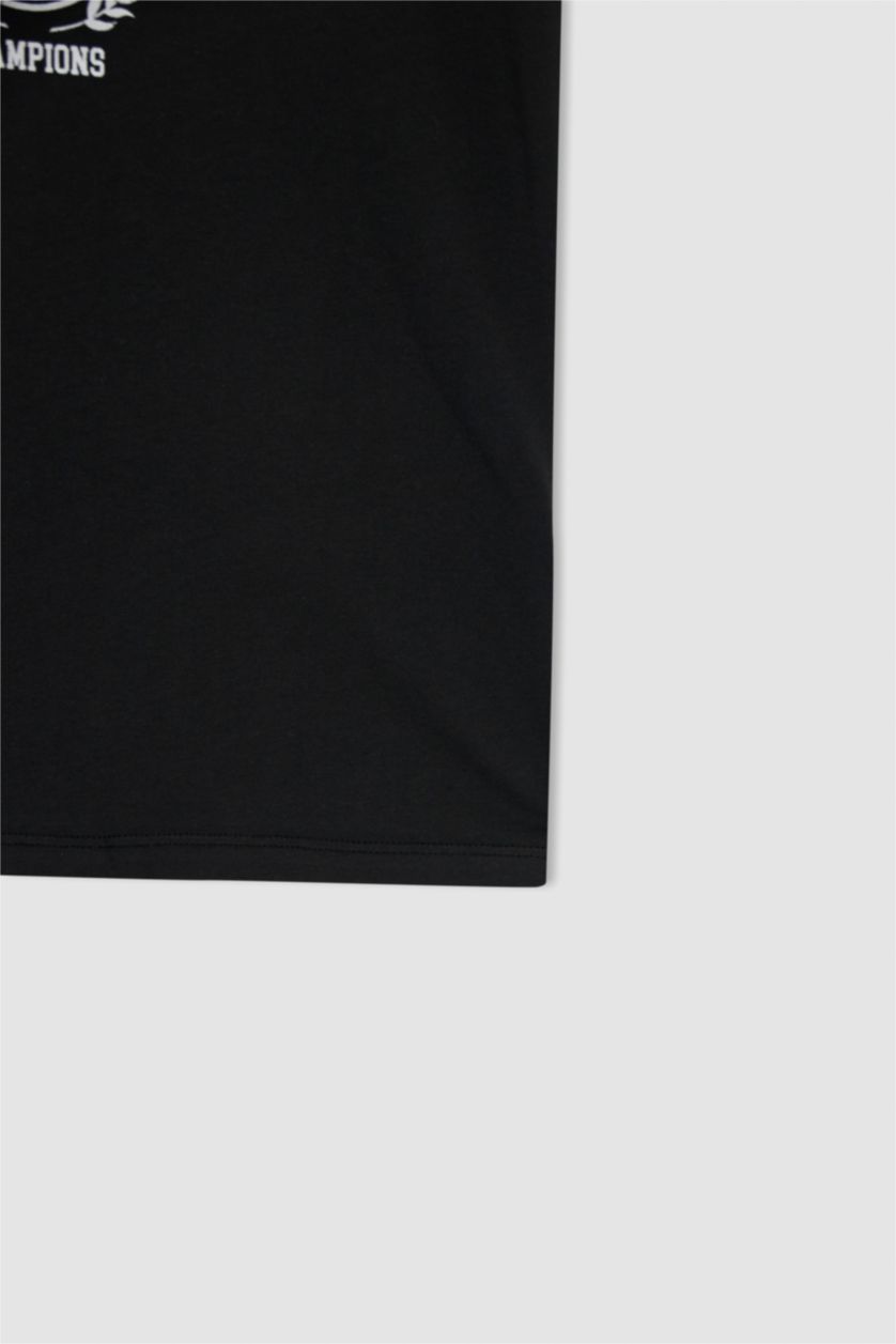 WOMAN Black Regular Fit Short Sleeve T-Shirt