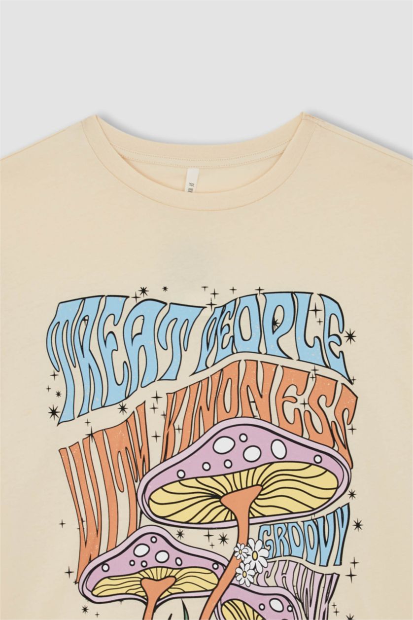 WOMAN Beige Loose Fit Short Sleeve T-Shirt