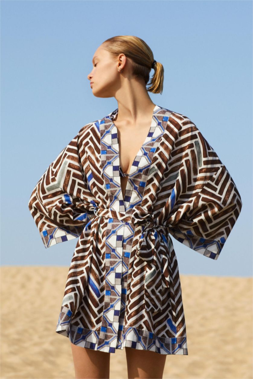 FEMME Marron Robe De Plage En Coton Coupe Classique De Fall In Love