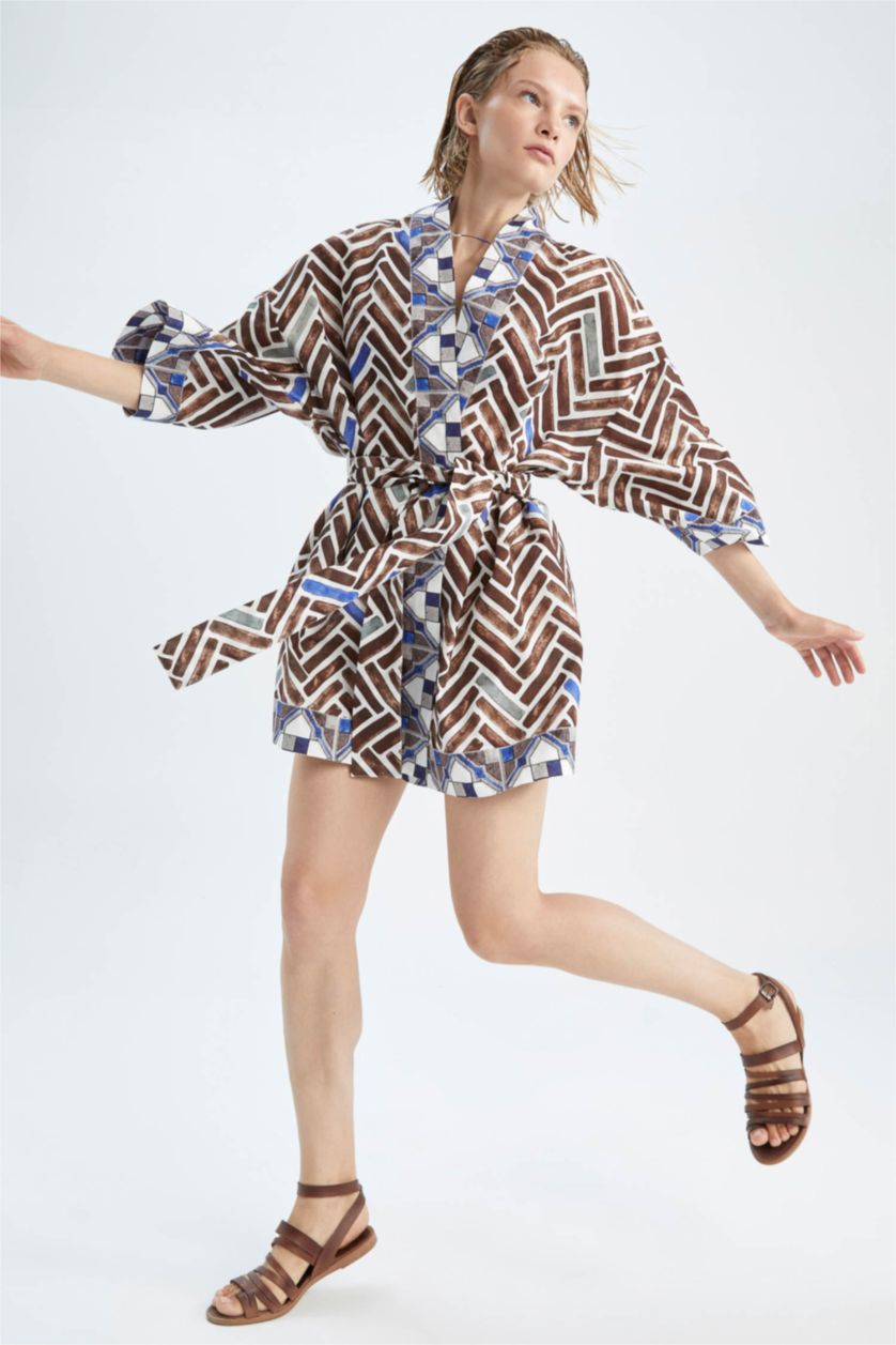 FEMME Marron Robe De Plage En Coton Coupe Classique De Fall In Love