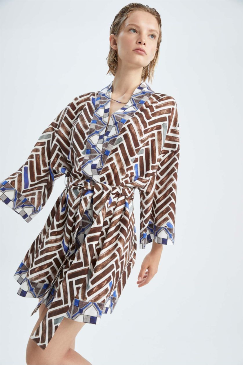 FEMME Marron Robe De Plage En Coton Coupe Classique De Fall In Love