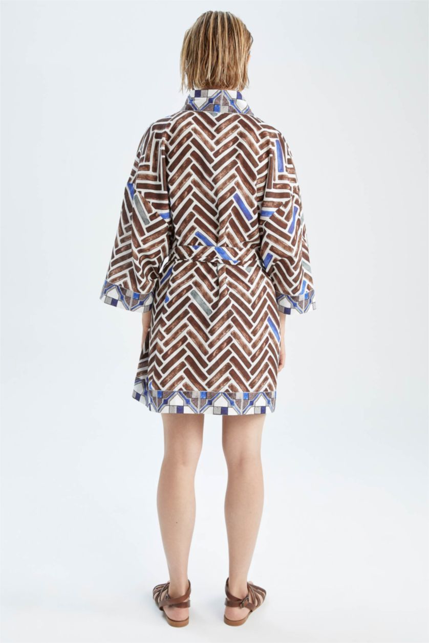 FEMME Marron Robe De Plage En Coton Coupe Classique De Fall In Love