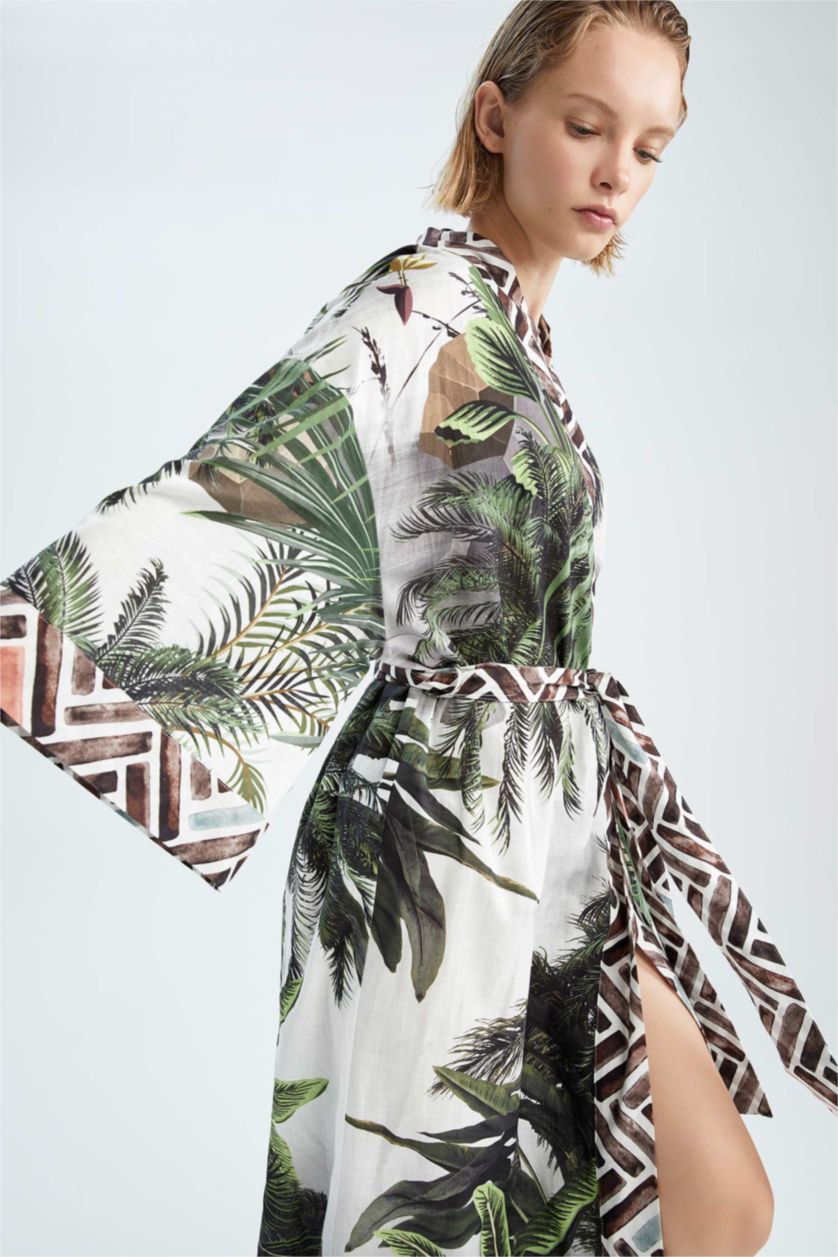 FEMME Vert Vêtements de plage Coton organique Coupe Régulière Floral Fall In Love