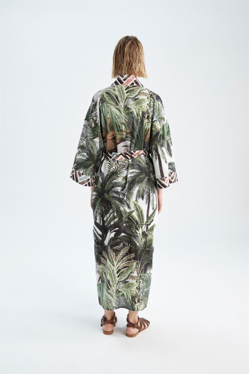 FEMME Vert Vêtements de plage Coton organique Coupe Régulière Floral Fall In Love