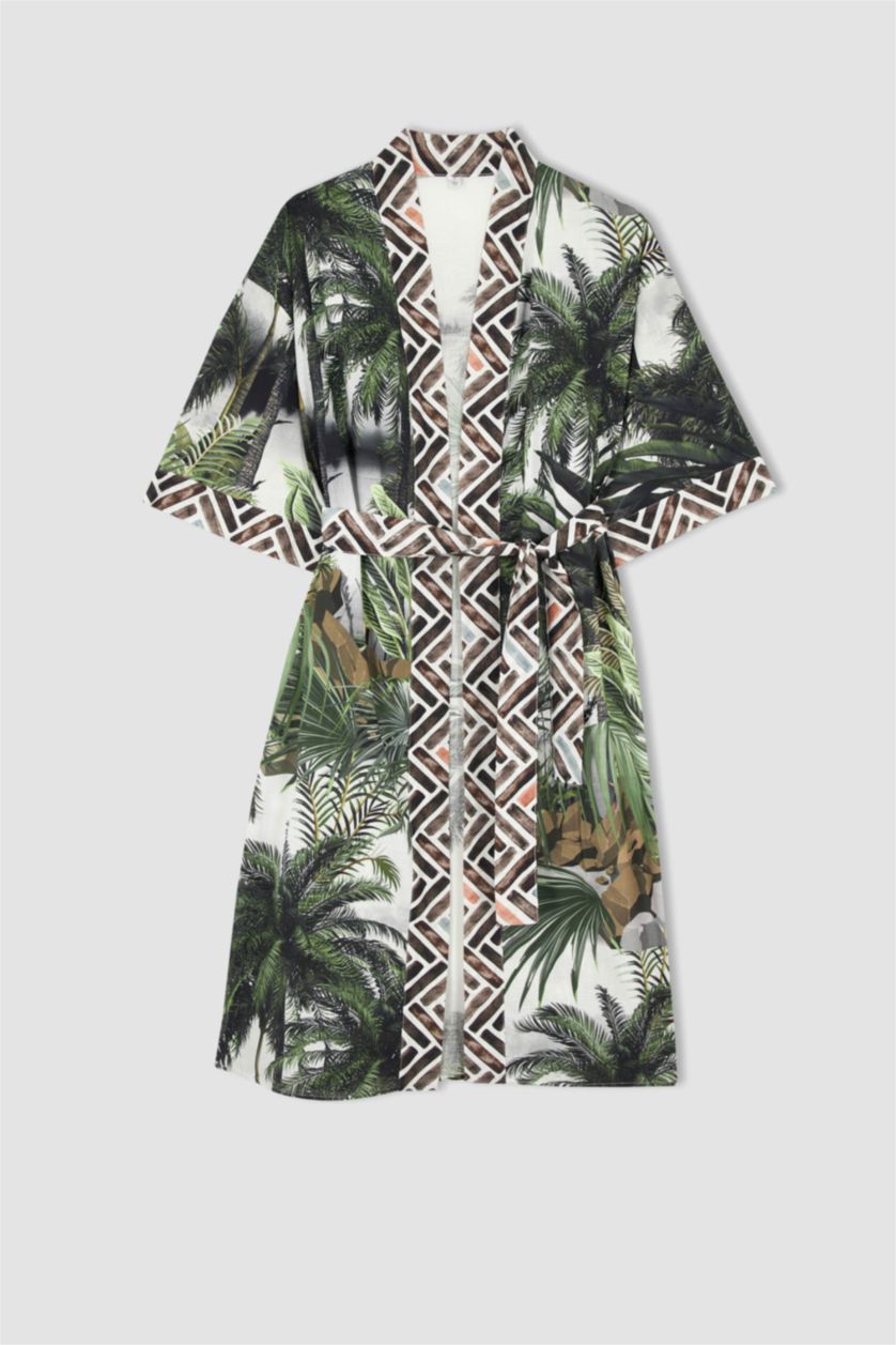 FEMME Vert Vêtements de plage Coton organique Coupe Régulière Floral Fall In Love