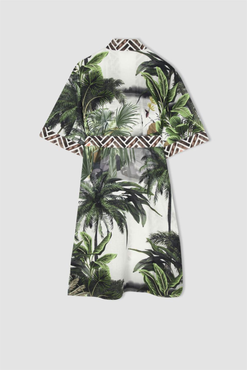 FEMME Vert Vêtements de plage Coton organique Coupe Régulière Floral Fall In Love