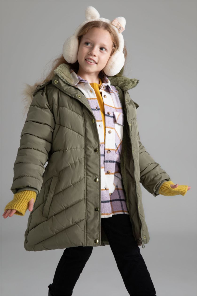 Дівчачий Світлий хакі Парка стандартного крою для дівчаток