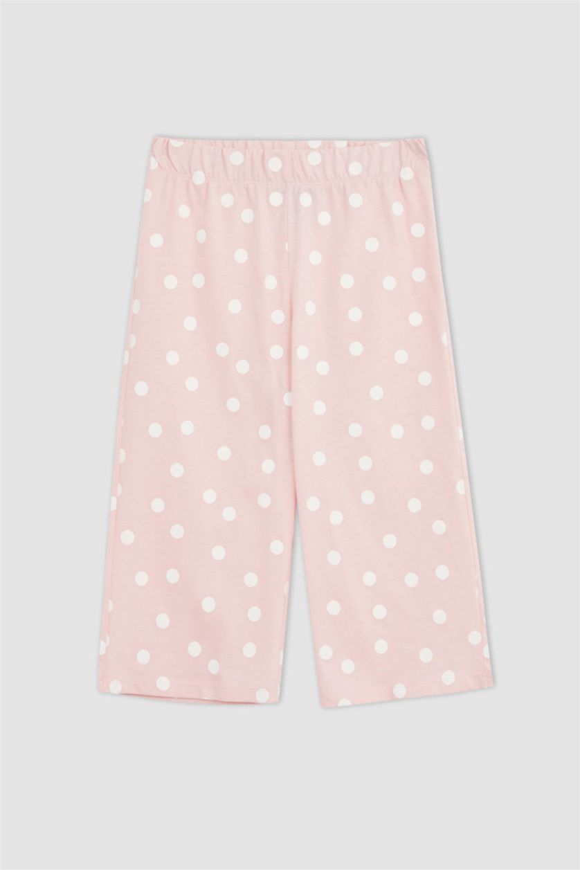 GIRLS & TEENS Light Pink Girls Teddy Bear Printed Cotton Short Sleeve Capri Pajamas Set