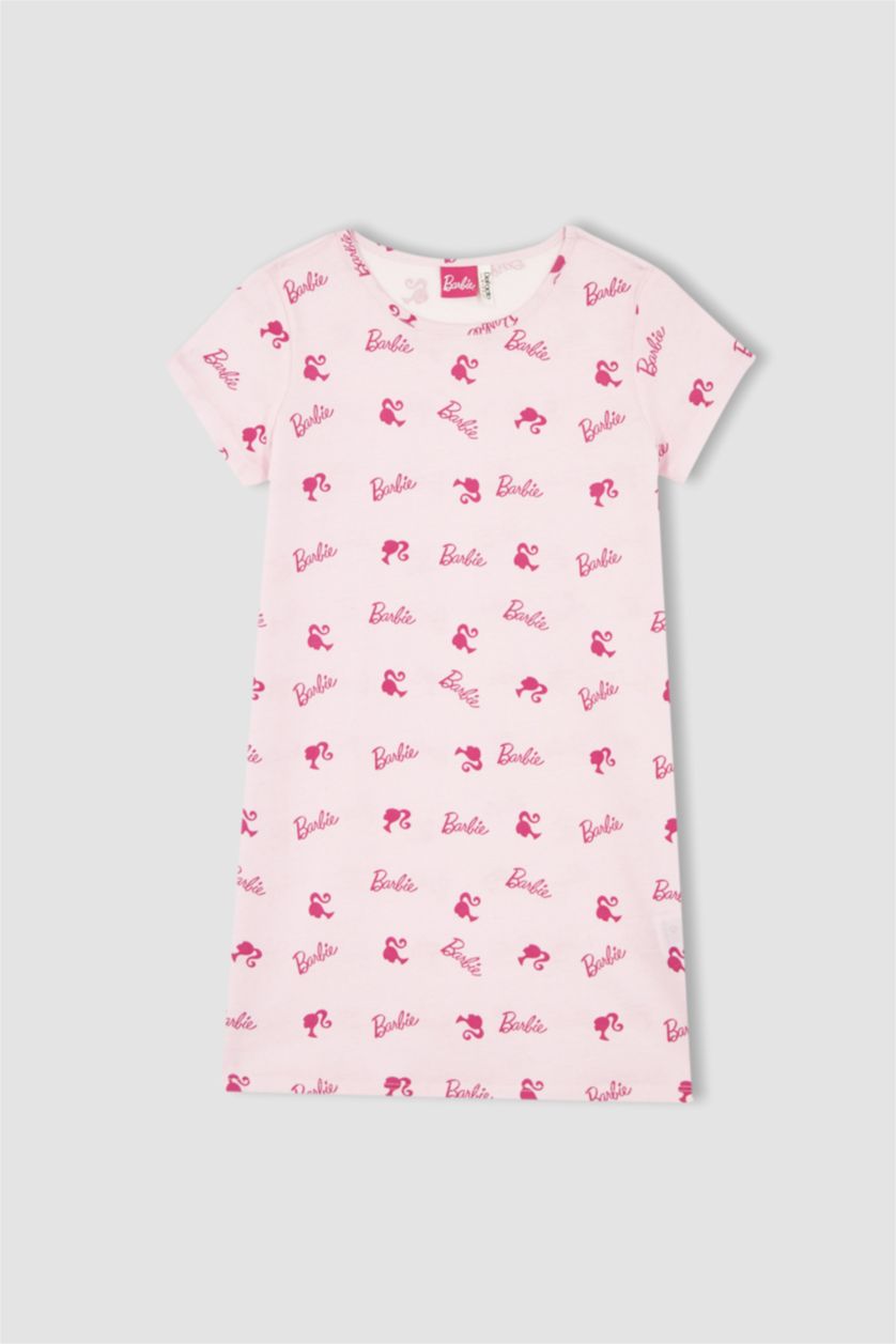 Kız Çocuk - Genç Kız Beyaz Kız Çocuk Barbie Kısa Kollu Pamuklu Gecelik