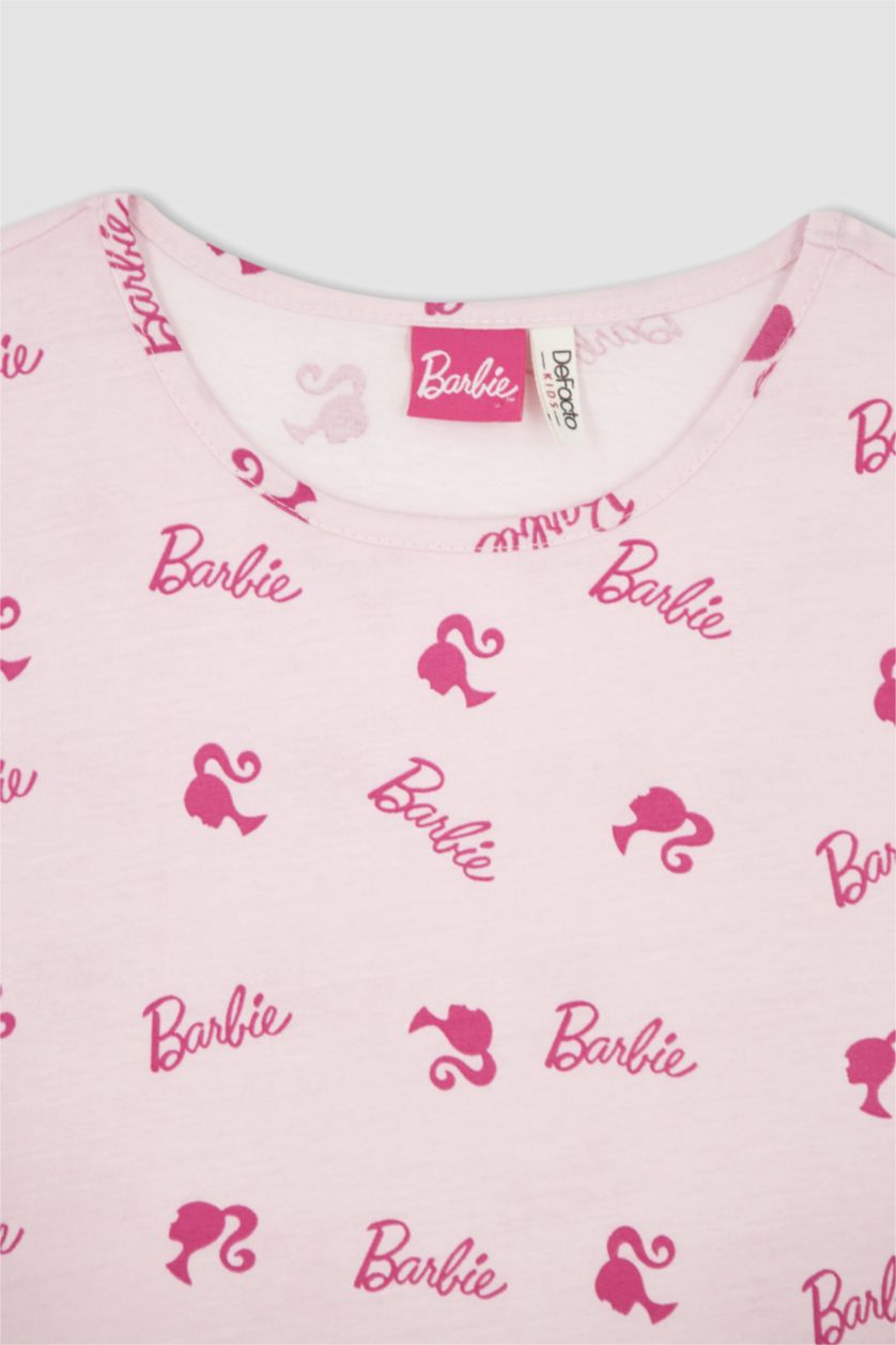 Kız Çocuk - Genç Kız Beyaz Kız Çocuk Barbie Kısa Kollu Pamuklu Gecelik