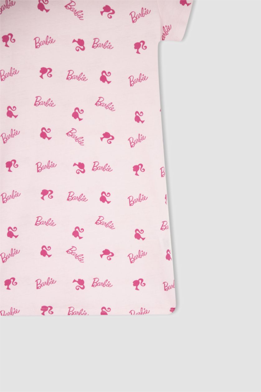 Kız Çocuk - Genç Kız Beyaz Kız Çocuk Barbie Kısa Kollu Pamuklu Gecelik