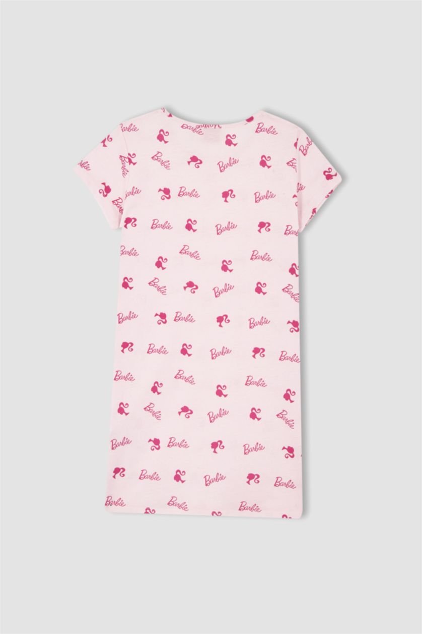 Kız Çocuk - Genç Kız Beyaz Kız Çocuk Barbie Kısa Kollu Pamuklu Gecelik