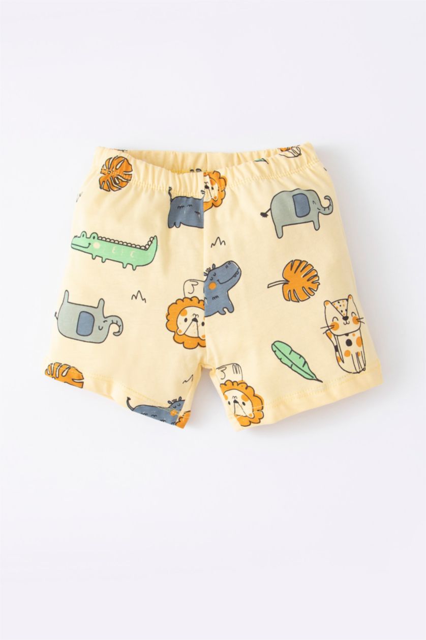 Baby Boy Light Yellow 2 piece Regular Fit Crew Neck Knitted Pyjamas