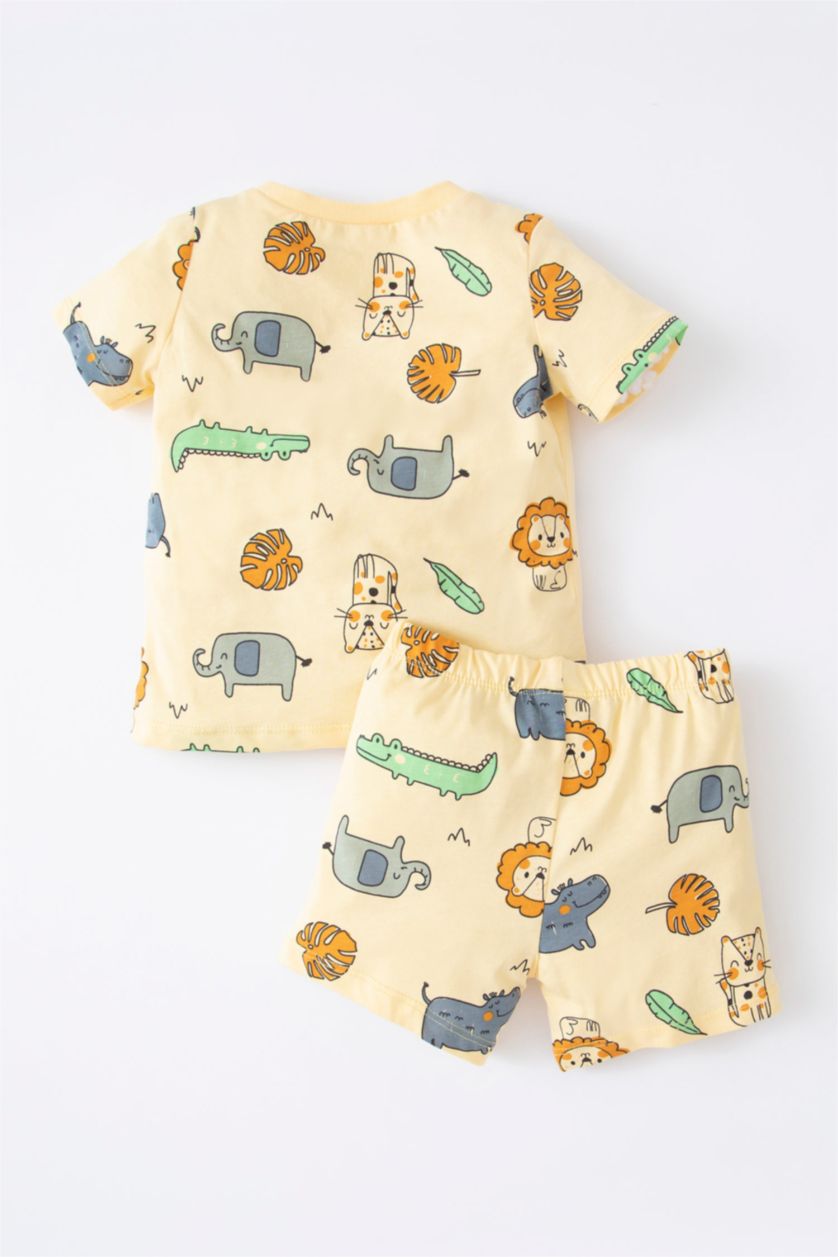 Baby Boy Light Yellow 2 piece Regular Fit Crew Neck Knitted Pyjamas