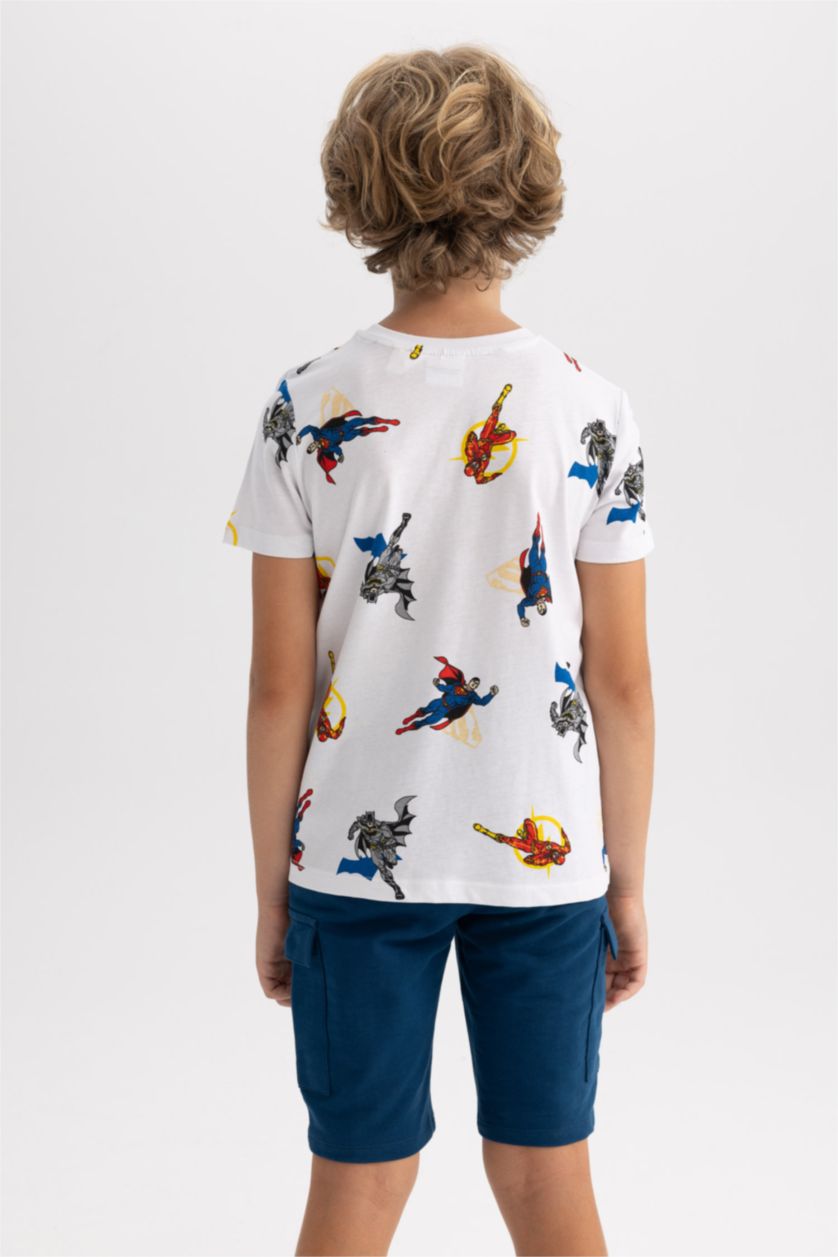 Boys & Teens White Boy Regular Fit Shot Sleeve Justice League Print T-Shirt