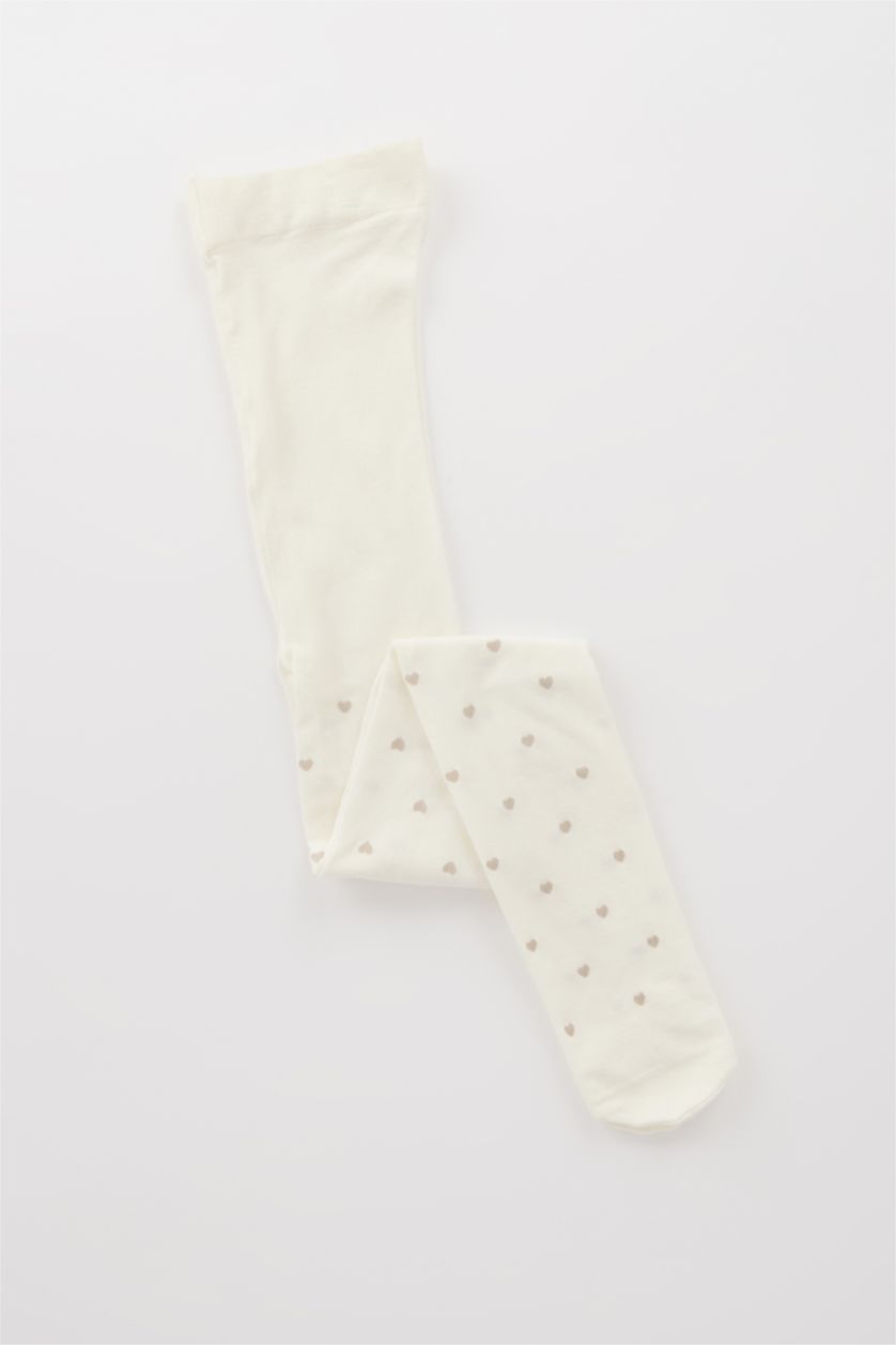 Kız Çocuk - Genç Kız Beyaz Kız Çocuk 23 Nisan Kalp Desenli Muz Külotlu Çorap