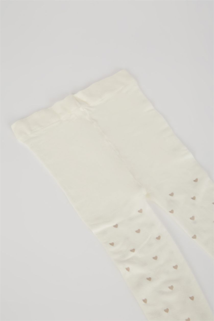 Kız Çocuk - Genç Kız Beyaz Kız Çocuk 23 Nisan Kalp Desenli Muz Külotlu Çorap