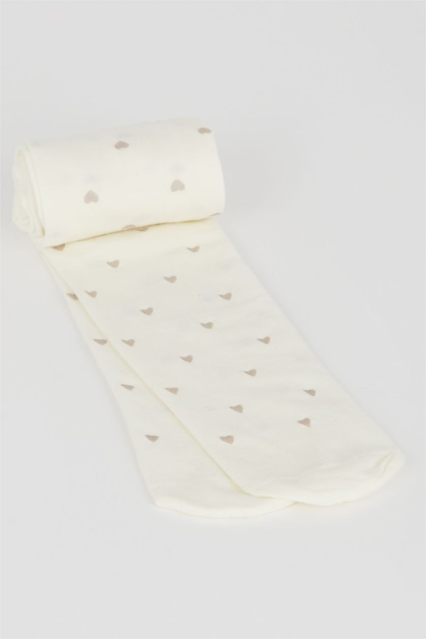 Kız Çocuk - Genç Kız Beyaz Kız Çocuk 23 Nisan Kalp Desenli Muz Külotlu Çorap