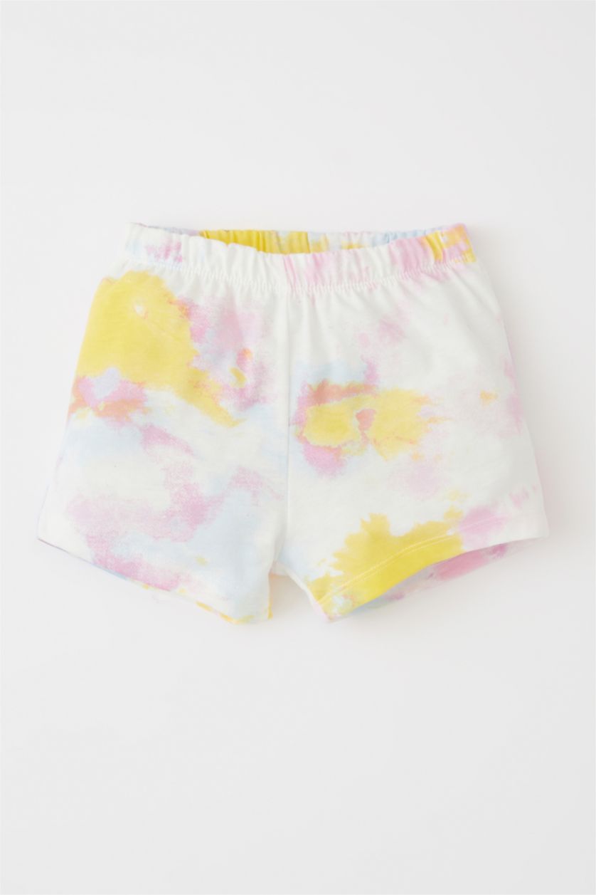 Kız Bebek Kırık Beyaz Kız Bebek Ay Baskılı Pamuklu Kolsuz Şort Pijama Takım