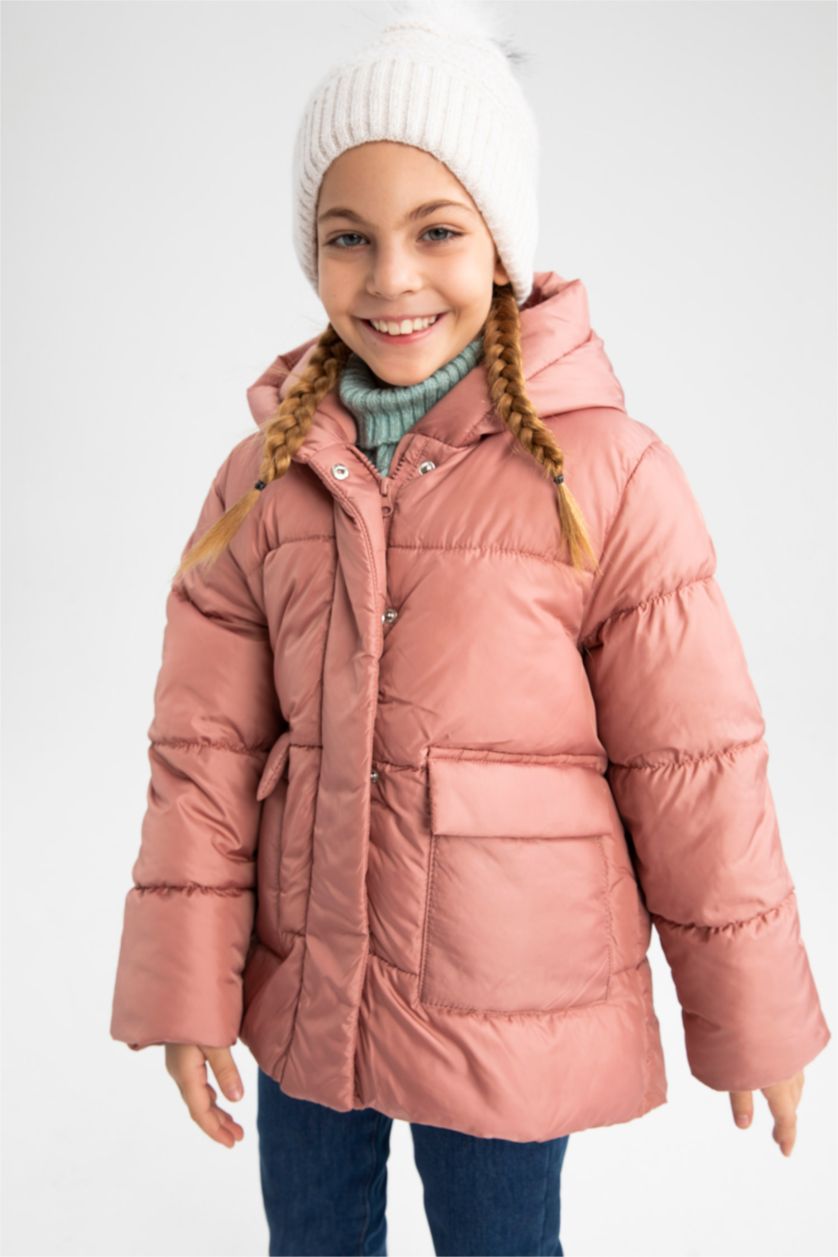 GIRLS & TEENS Rose Girl Fleece Lined Hooded Puffer Jacket