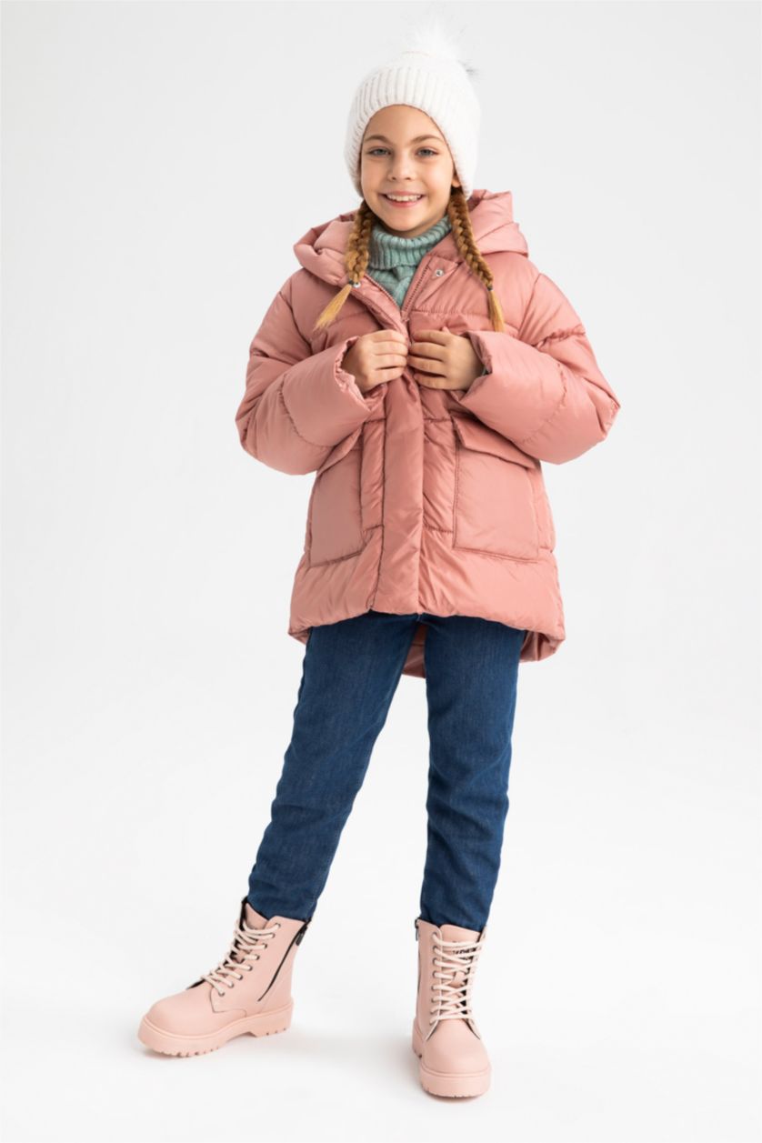GIRLS & TEENS Rose Girl Fleece Lined Hooded Puffer Jacket