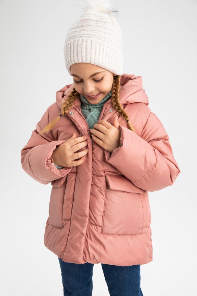 GIRLS & TEENS Rose Girl Fleece Lined Hooded Puffer Jacket