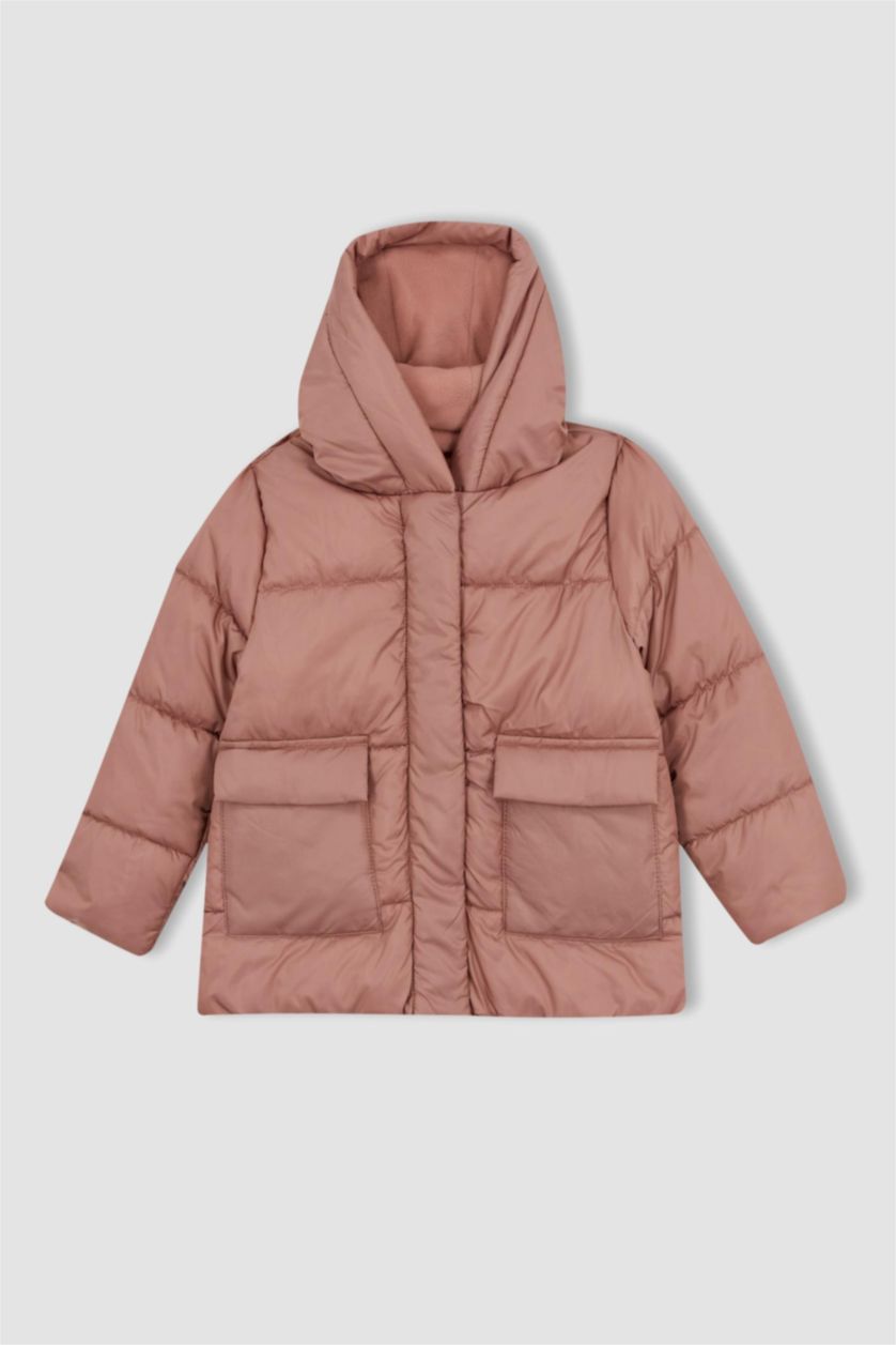 GIRLS & TEENS Rose Girl Fleece Lined Hooded Puffer Jacket