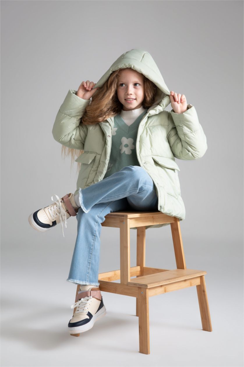 Девочки и подростки Аква Дутая куртка с капюшоном для девочек
